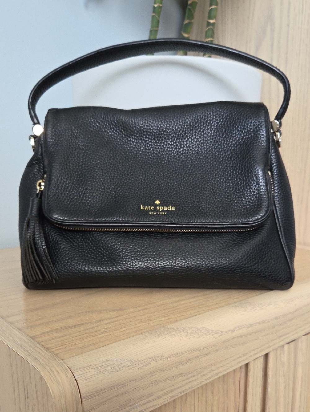 kate spade Chester Street Miri In Black Pebbled Leather with Tassel